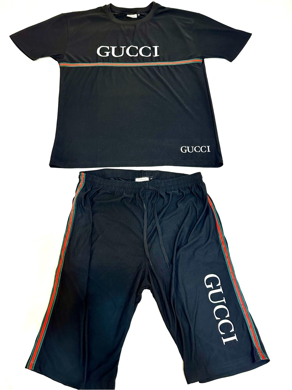 Gucci Black Tee and Shorts Set with Red Accent - Picture 11 of 13
